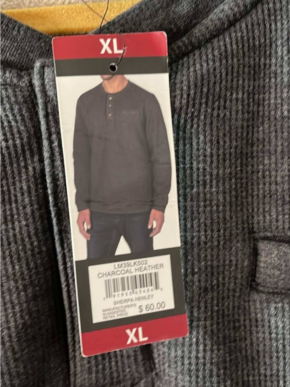 Lee Charcoal Heather Crewneck Henley Sweater - XL